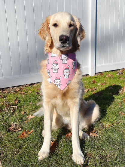 Pink Winter Snowman Bandana