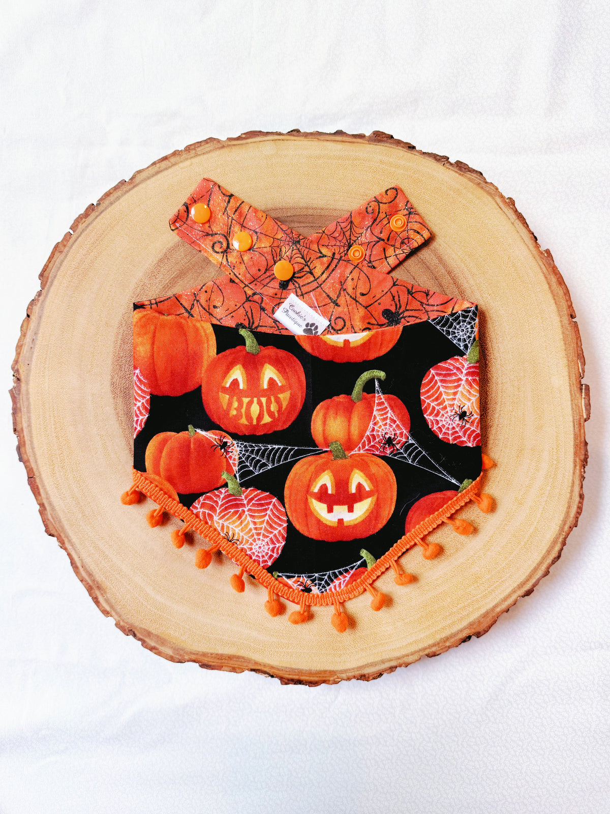 Glitter Jack O’ Lantern and Spiderweb Bandana