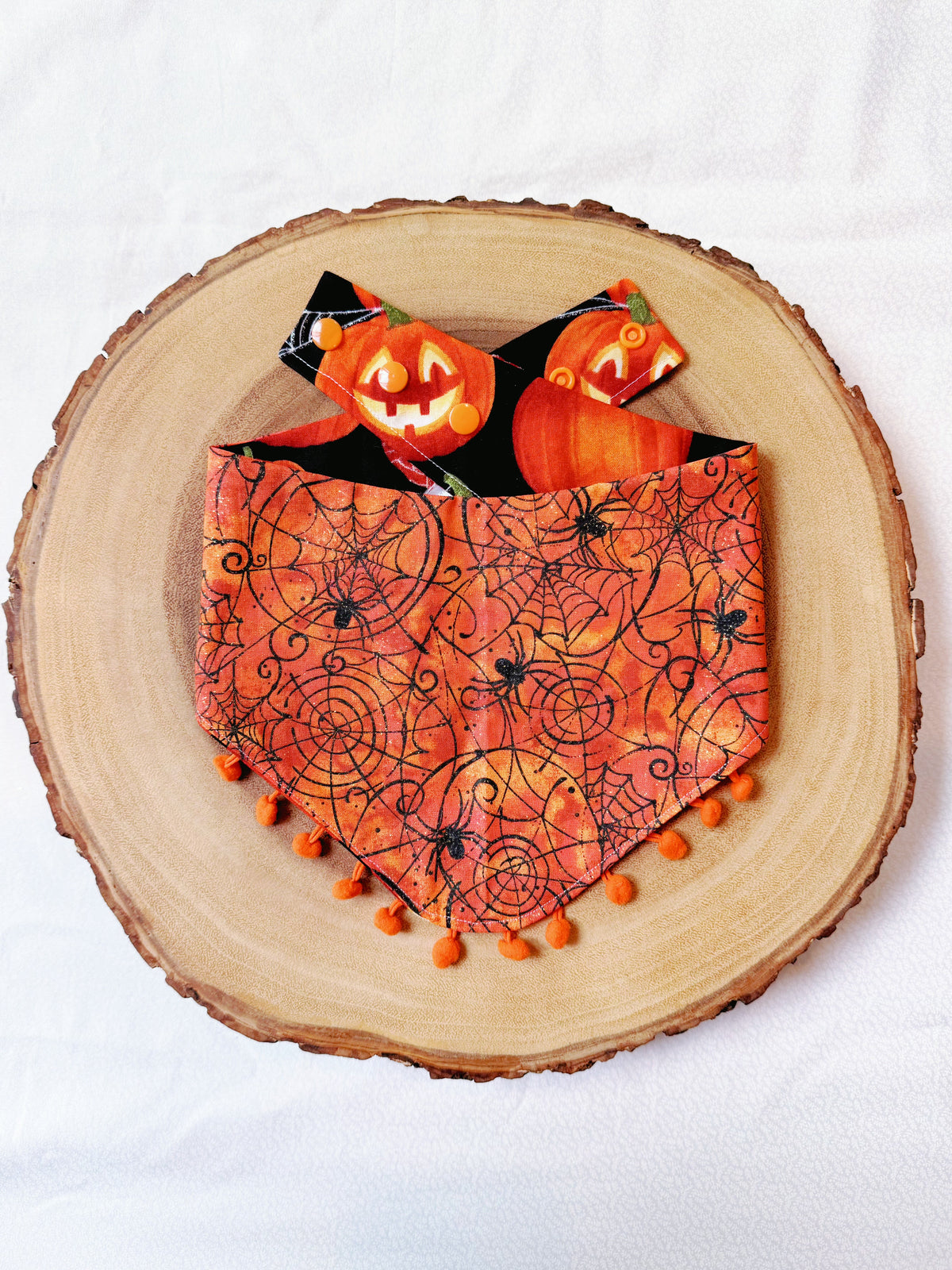 Glitter Jack O’ Lantern and Spiderweb Bandana