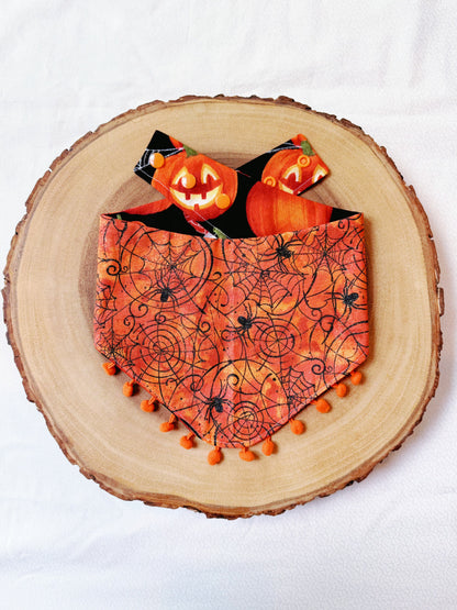 Glitter Jack O’ Lantern and Spiderweb Bandana