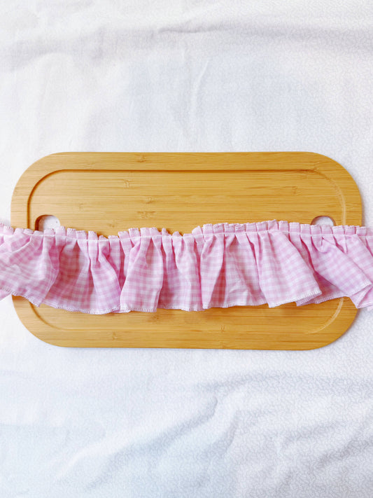 Pink Gingham Ruffled Trim