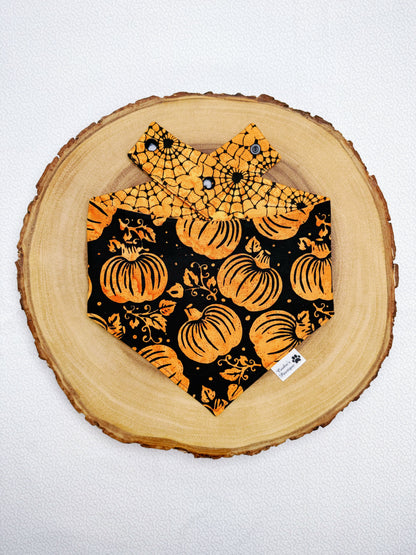 Batik Halloween Pumpkins And Spiderwebs Bandana