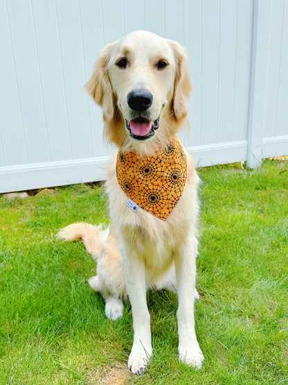 Batik Halloween Pumpkins And Spiderwebs Bandana