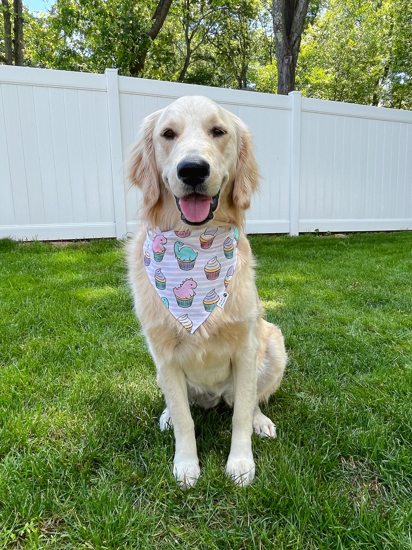 Dino Birthday Cupcakes Bandana - Light Purple