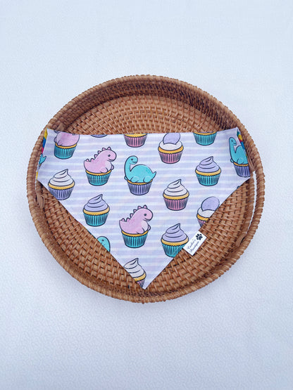 Dino Birthday Cupcakes Bandana - Light Purple