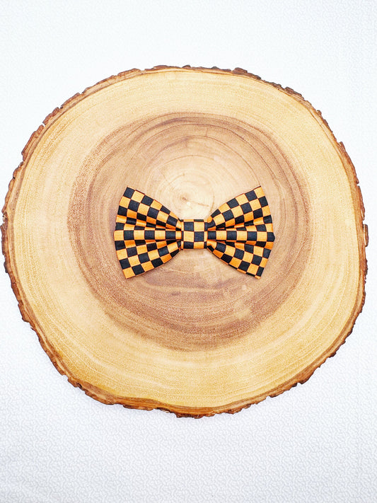 Orange Checks Bow