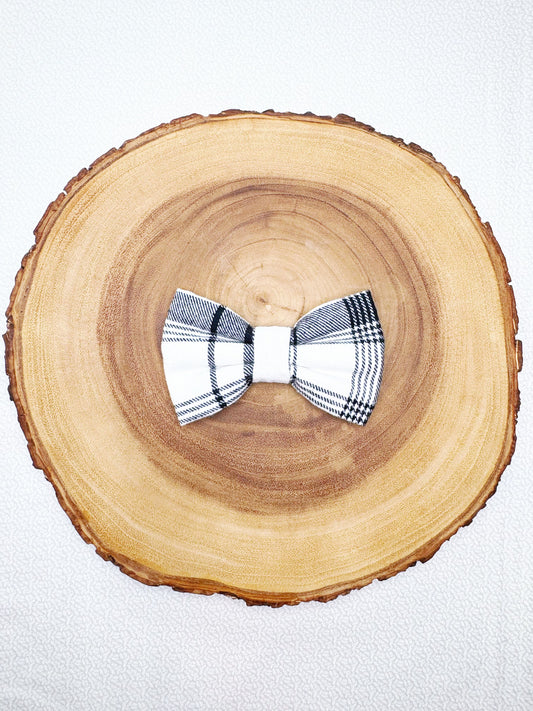 Black and White Plaid Flannel Bow