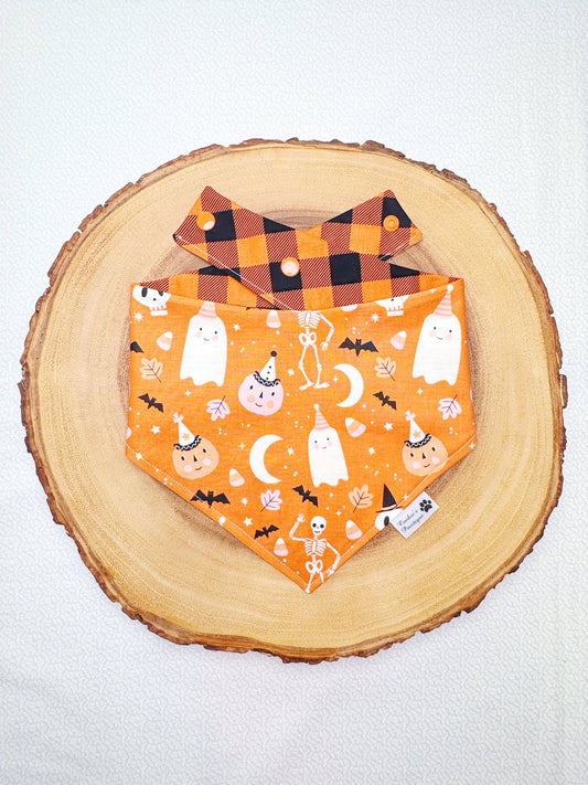 Spooky Cute Halloween and Orange Checks Bandana