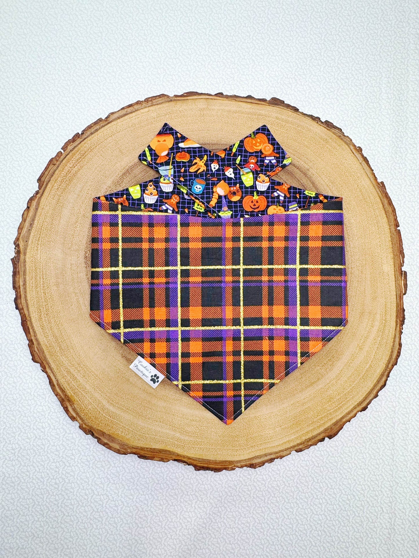 Halloween Treats and Glitter Plaid Bandana