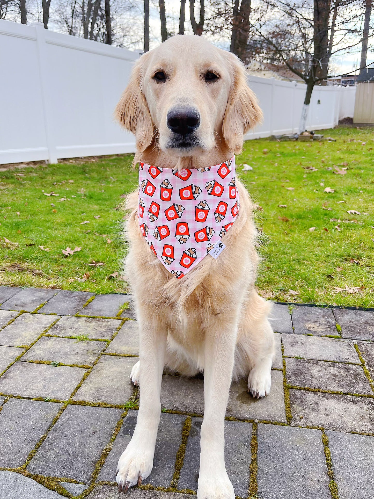 Sweet Pup Cups And Paw Prints Bandana