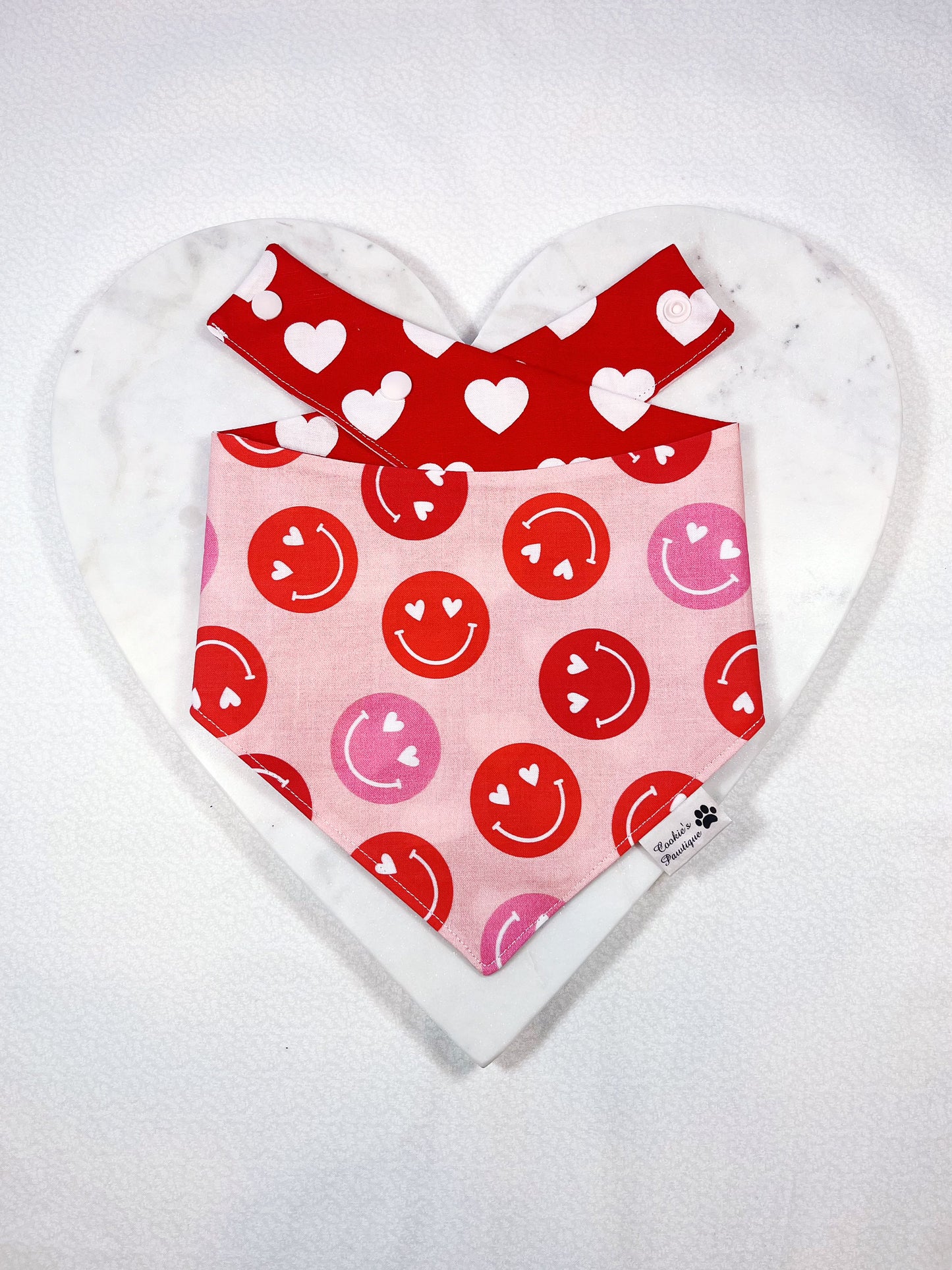 Valentine Smiling Faces And Hearts Bandana