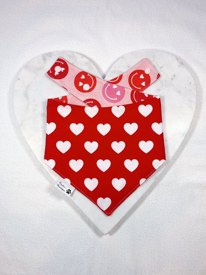 Valentine Smiling Faces And Hearts Bandana