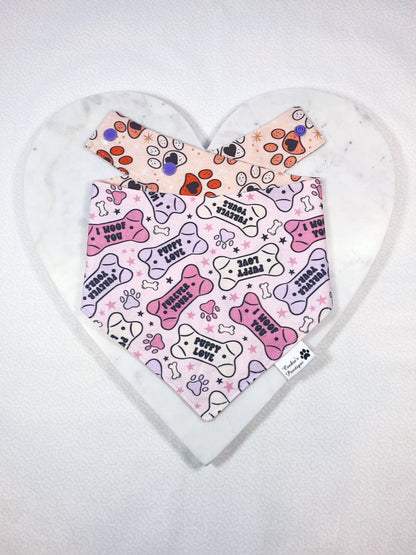 Valentine Dog Bones And Paw Prints Bandana