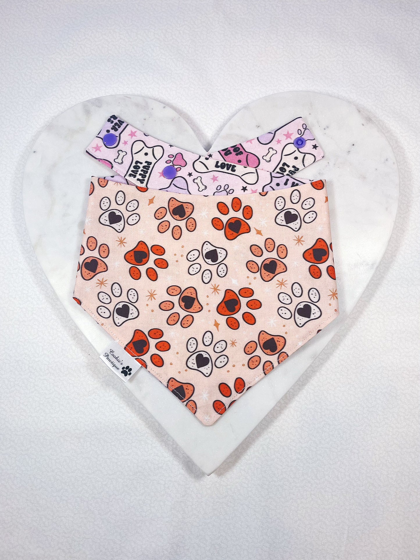 Valentine Dog Bones And Paw Prints Bandana