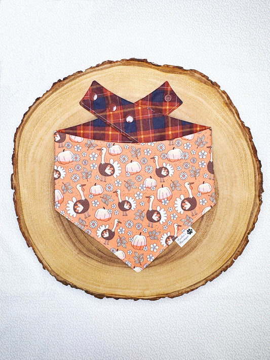 Turkey Floral and Plaid Bandana