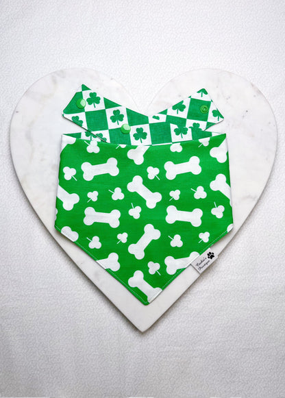 Puppy Treat Bones And Shamrock Checks Bandana