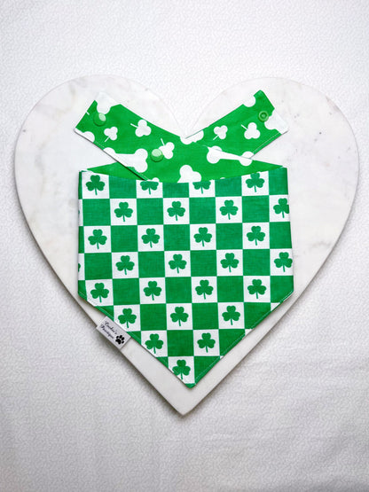 Puppy Treat Bones And Shamrock Checks Bandana