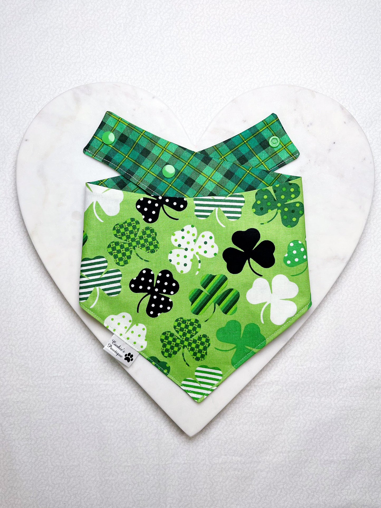 St. Patrick's Day Plaid And Gingham Clovers Bandana