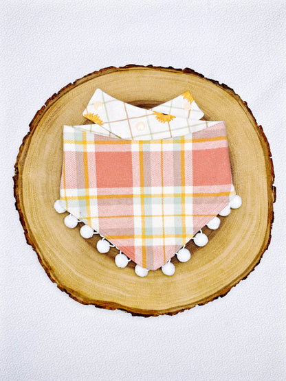 Sunflower and Blush Pink Plaid Bandana