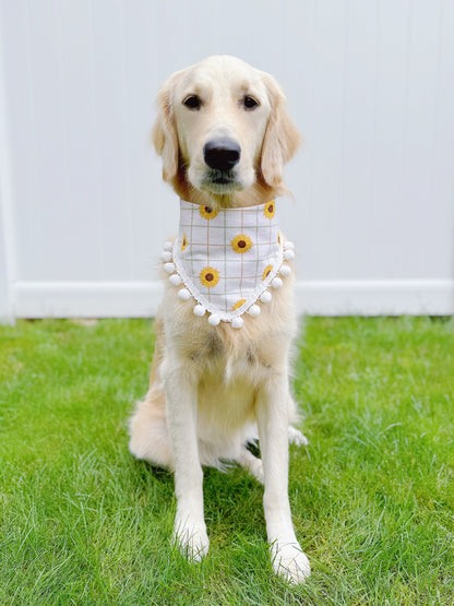 Sunflower and Blush Pink Plaid Bandana