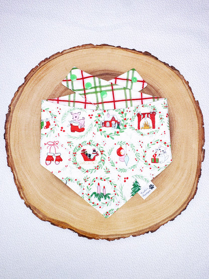 Christmas Wreaths and Plaid Bandana