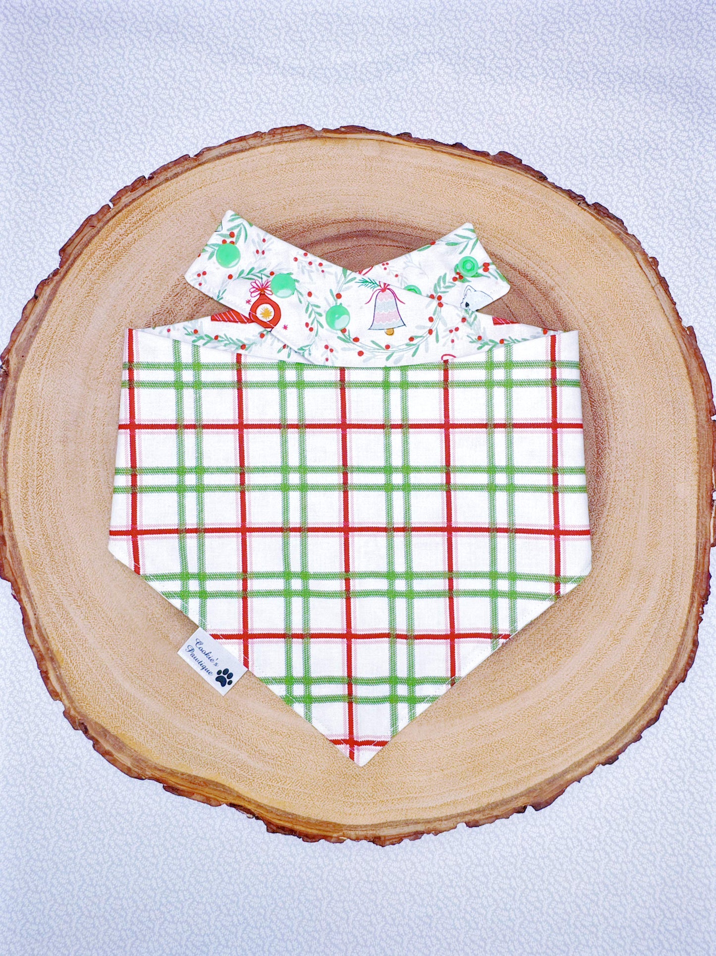 Christmas Wreaths and Plaid Bandana