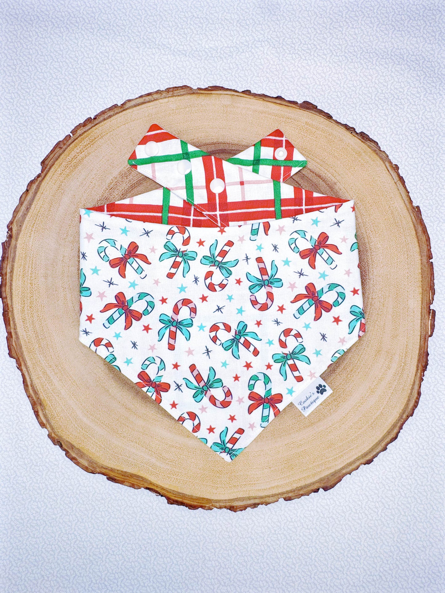 Christmas Candy Cane and Plaid Bandana