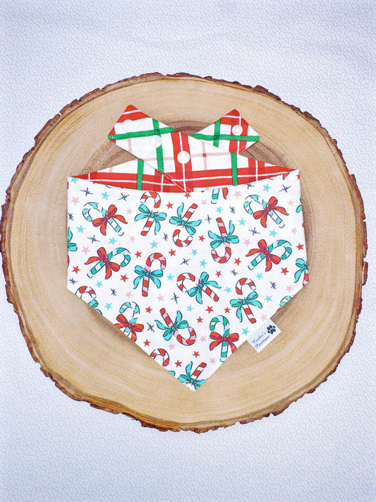 Christmas Candy Cane and Plaid Bandana