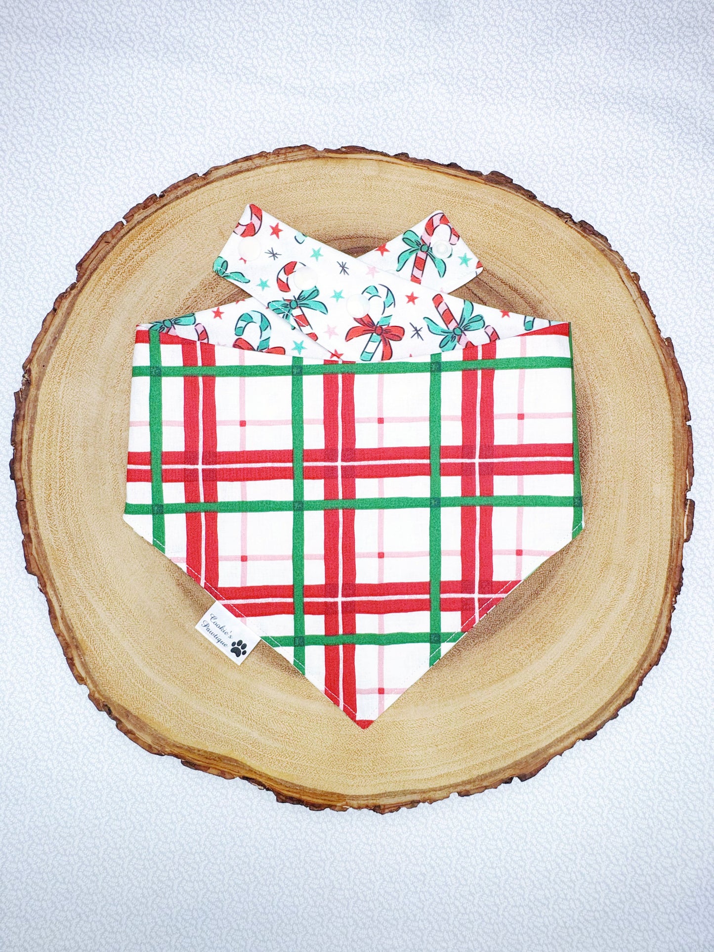 Christmas Candy Cane and Plaid Bandana