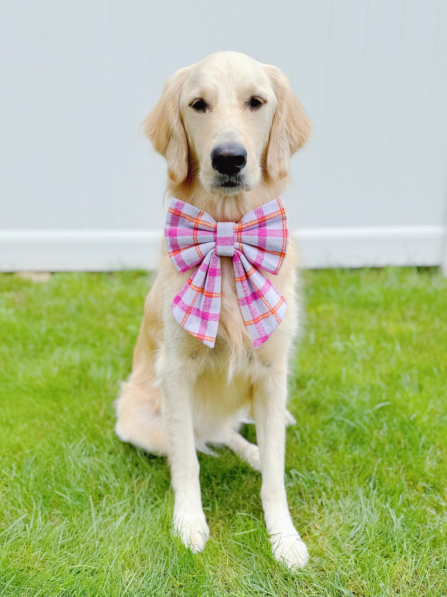 Lilac Grid Plaid Bow