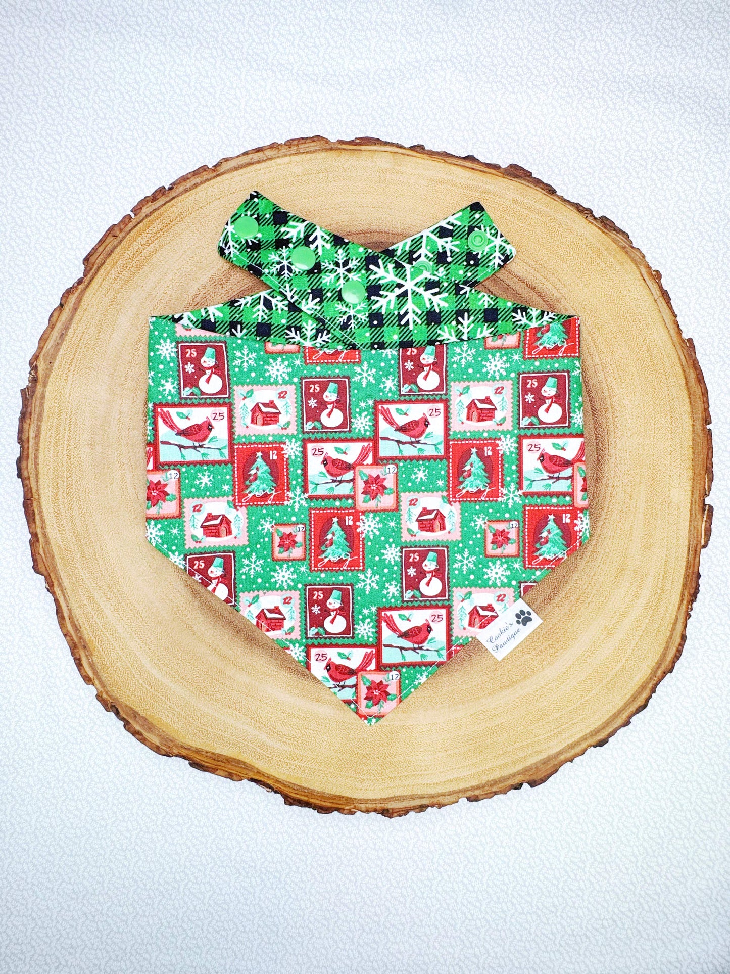 Holiday Stamps and Snowflake Plaid Bandana