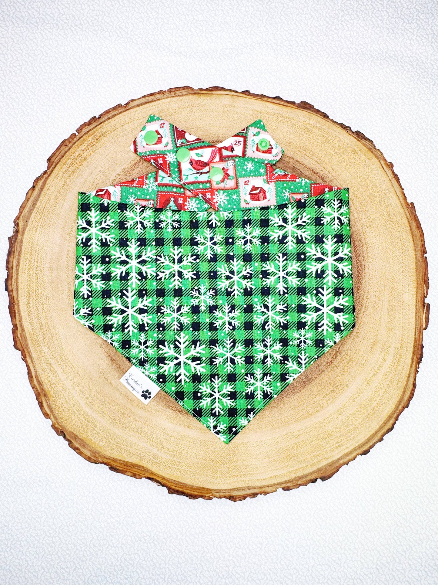 Holiday Stamps and Snowflake Plaid Bandana