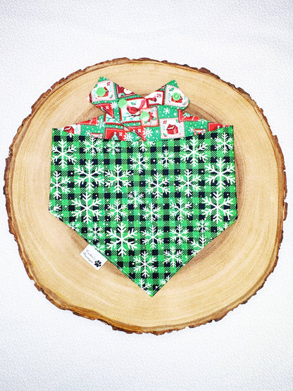 Holiday Stamps and Snowflake Plaid Bandana
