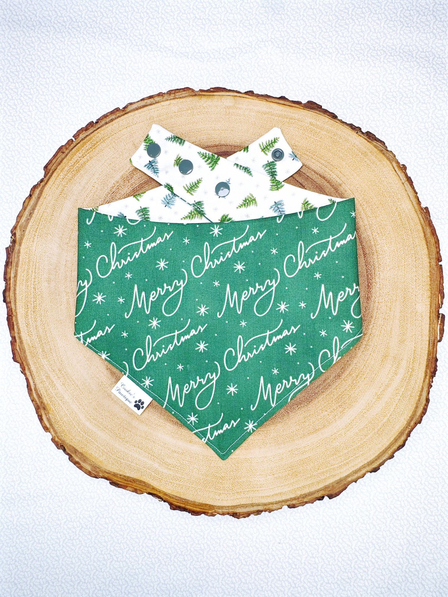 Tossed Christmas Tree and Merry Christmas Bandana
