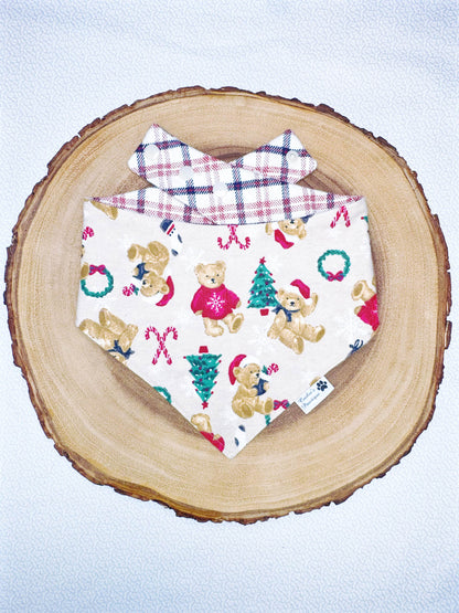 Flannel Christmas Teddy Bears and Plaid Bandana