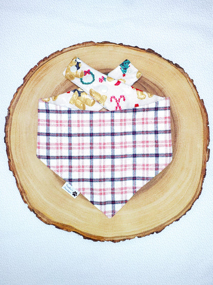 Flannel Christmas Teddy Bears and Plaid Bandana