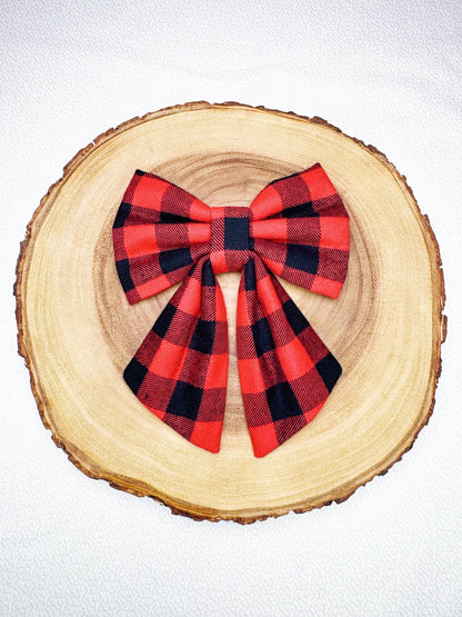 Flannel Christmas Buffalo Checks Bow