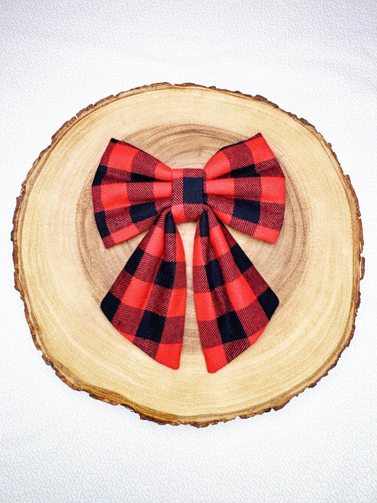 Flannel Christmas Buffalo Checks Bow