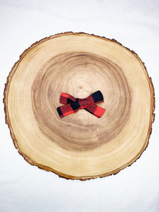 Flannel Christmas Buffalo Checks Hair Bow