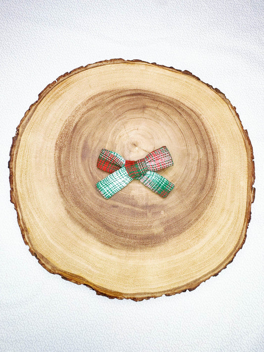 Flannel Christmas Plaid Hair Bow - 1