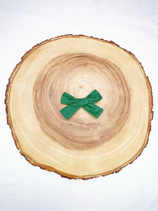 Flannel Christmas Hair Bow - Green