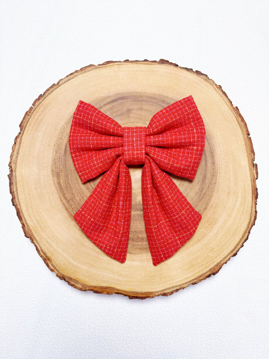 Flannel Christmas Red Bow