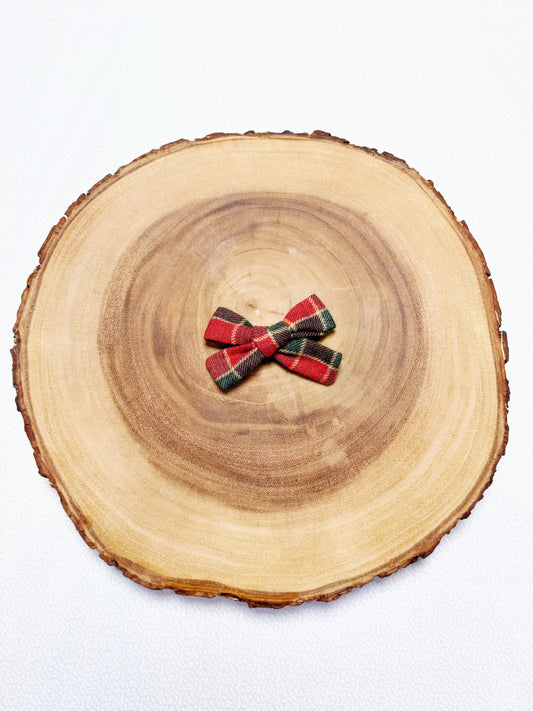 Flannel Christmas Checks Hair Bow