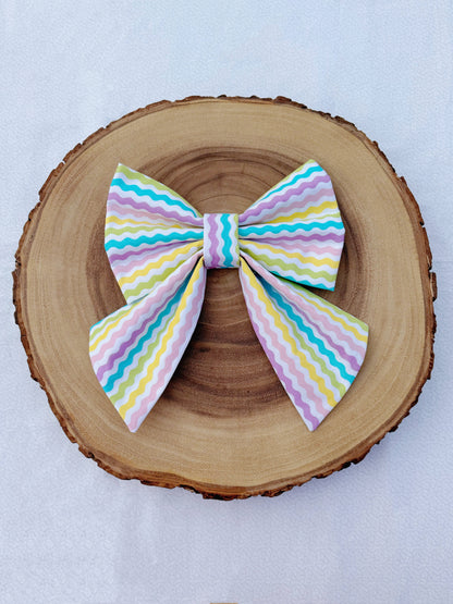 Pastel Easter Rick Rack Stripe Bow