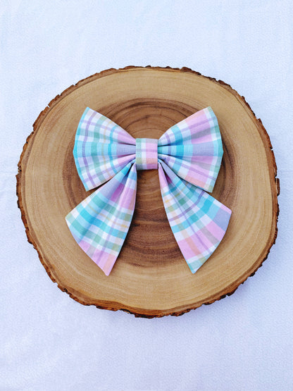 Pastel Easter Plaid Bow - 2