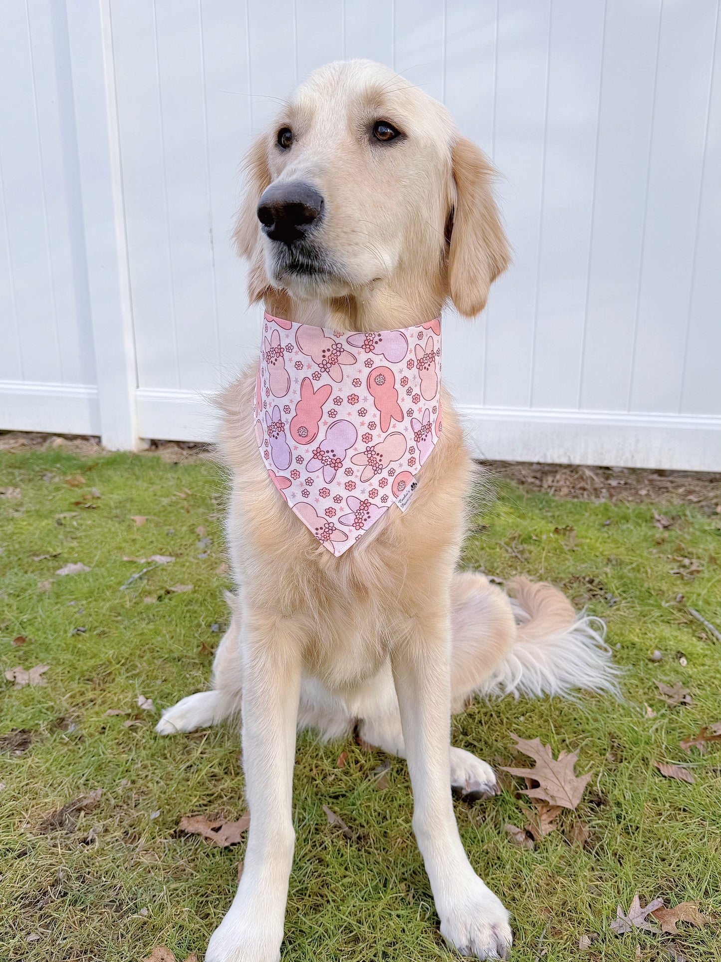 Easter Floral Bunnies And Pink Plaid Bandana