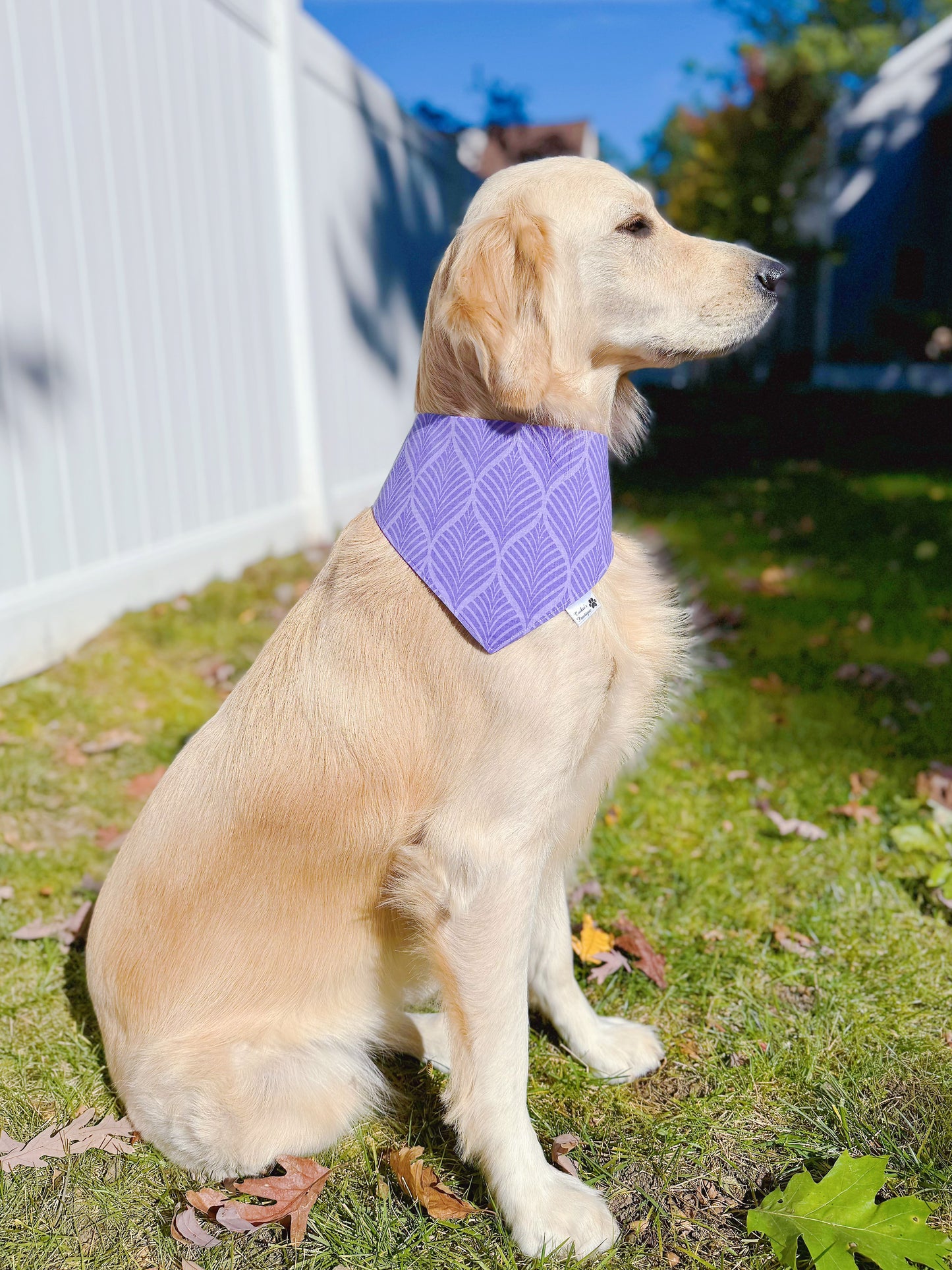 Purple Leaves and Ditsy Floral Bandana