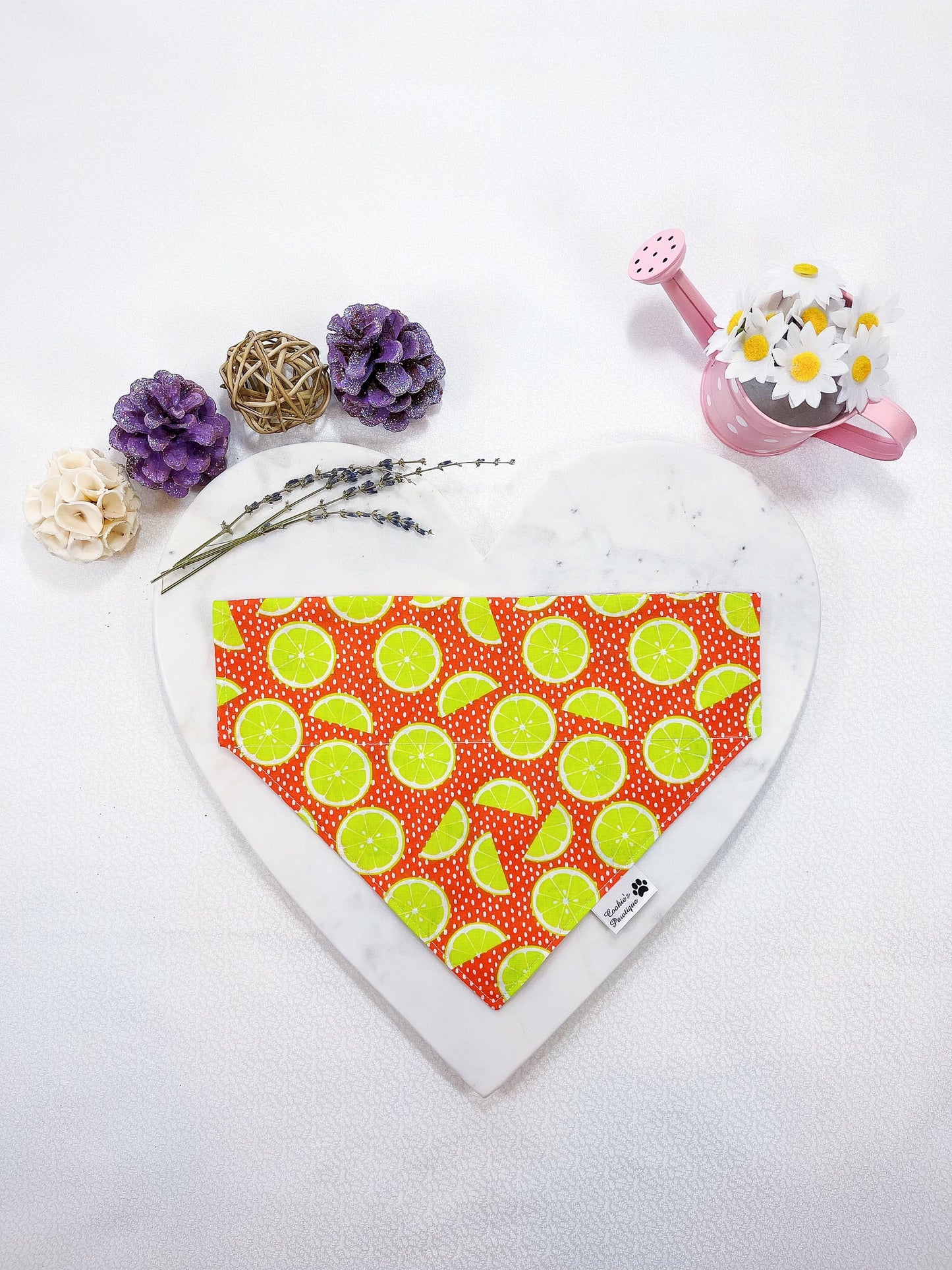 Lime In Orange Dot and Gingham Lemon Bandana