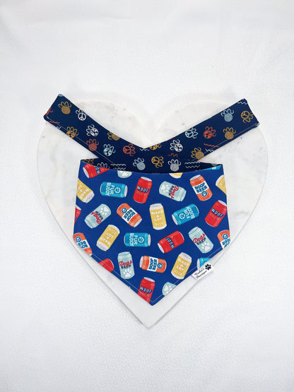 Fun Doggy Beer Can Bandana - Retro Blue