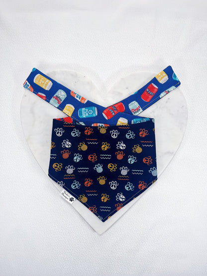 Fun Doggy Beer Can Bandana - Retro Blue